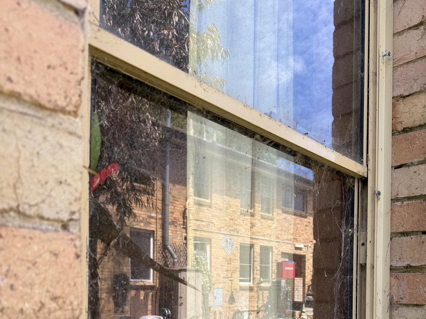 Window glass before professional cleaning
